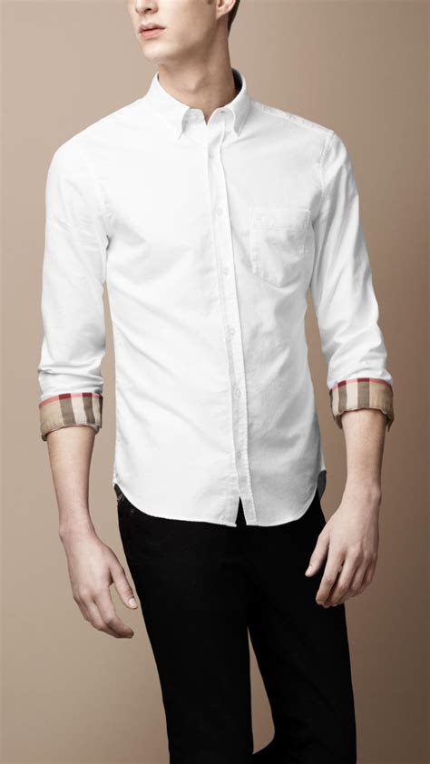 burberry basic white button down|burberry button down men's.